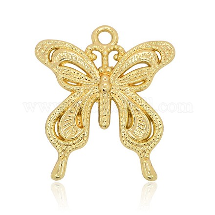 Nickel Free & Lead Free Light Gold Plated Alloy Butterfly Pendants PALLOY-J169-34G-NR-1