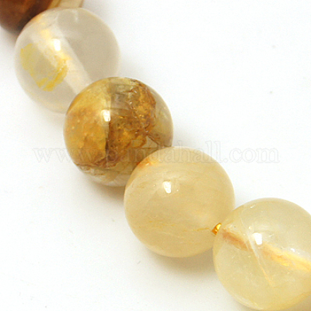 Natural Yellow Hematoid Quartz Beads Strands G-I004-12mm-03-1