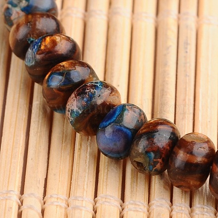 Assembled Dyed Synthetic Imperial Jasper and Bronzite Beads Strands G-E327-25B-1
