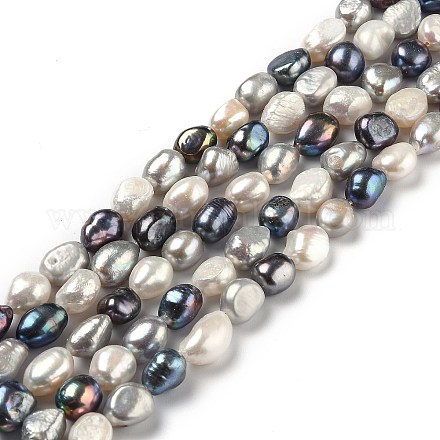 Fili di perle di perle d'acqua dolce coltivate naturali PEAR-L033-37G-1