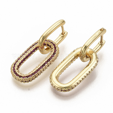 Brass Micro Pave Cubic Zirconia Dangle Hoop Earrings X-EJEW-S208-070C-1