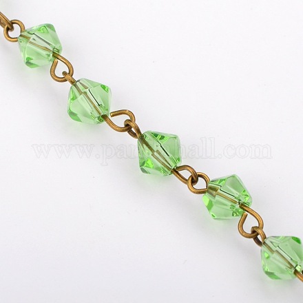 Handmade Bicone Glass Beads Chains for Necklaces Bracelets Making AJEW-JB00041-03-1