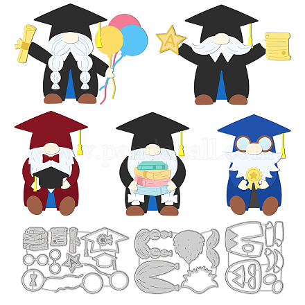 Globleland 3 個卒業 gnome 切削ダイスメタルブック学士帽子ダイカットエンボスステンシルテンプレート紙カード作成装飾 diy スクラップブッキングアルバムクラフト装飾 DIY-WH0309-880-1