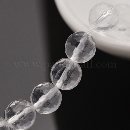 Natural Quartz Crystal Faceted Round Beads Strands X-G-P088-69-8mm-1