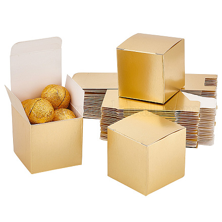 PH PandaHall 30pcs Golden Gift Box 2x2x2 inch Christmas Cookie Box Cube Gift Boxes Paper Favor Boxes Treat Boxes for Xmas Wedding Bridal Birthday Holiday Valentine's Day Party Festival CON-WH0094-22A-1