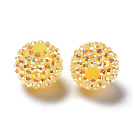Chunky Resin Rhinestone Bubblegum Ball Beads CLAY-G007-11-1