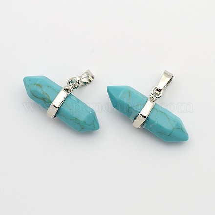 Synthetic Turquoise Double Terminated Pointed Pendants G-F177-07-1