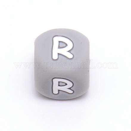 Perles alphabet en silicone pour la fabrication de bracelets ou de colliers SIL-TAC001-01A-R-1