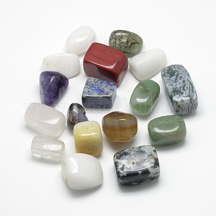 Cuentas de piedras preciosas naturales y sintéticas mezcladas G-R435-53-1