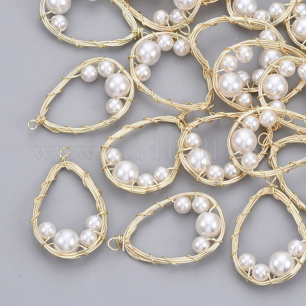 Colgantes de perlas de imitación de plástico abs KK-S354-014-NF-1
