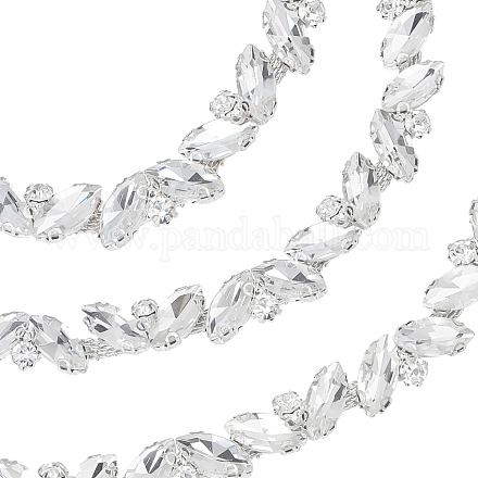 GORGECRAFT 1 Yard Rhinestone Trim Chain Applique Bling Decoration Flexible Sewing Crafts Bridal Costume Embellishment Beaded Trim Sparky Jewelry DIY Shiny Crystal for Necklace Bags Wedding Parties CH-GF0001-02B-1