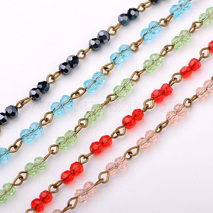 Handmade Round Glass Beads Chains for Necklaces Bracelets Making AJEW-JB00069-1