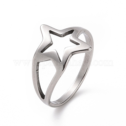 201 anillo de dedo de estrella de acero inoxidable RJEW-J051-21P-1
