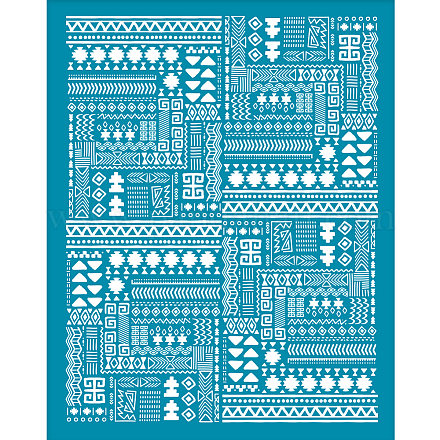 Olycraft 4x5 pouce tribal géométrique argile pochoirs motif tribal sérigraphie pour argile polymère floral sérigraphie pochoirs maille transfert pochoirs pour la fabrication de bijoux en argile polymère DIY-WH0341-223-1
