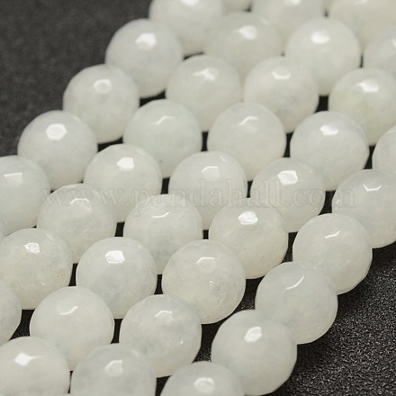 Giada bianca naturale sfaccettata perline fili G-F448-10mm-1