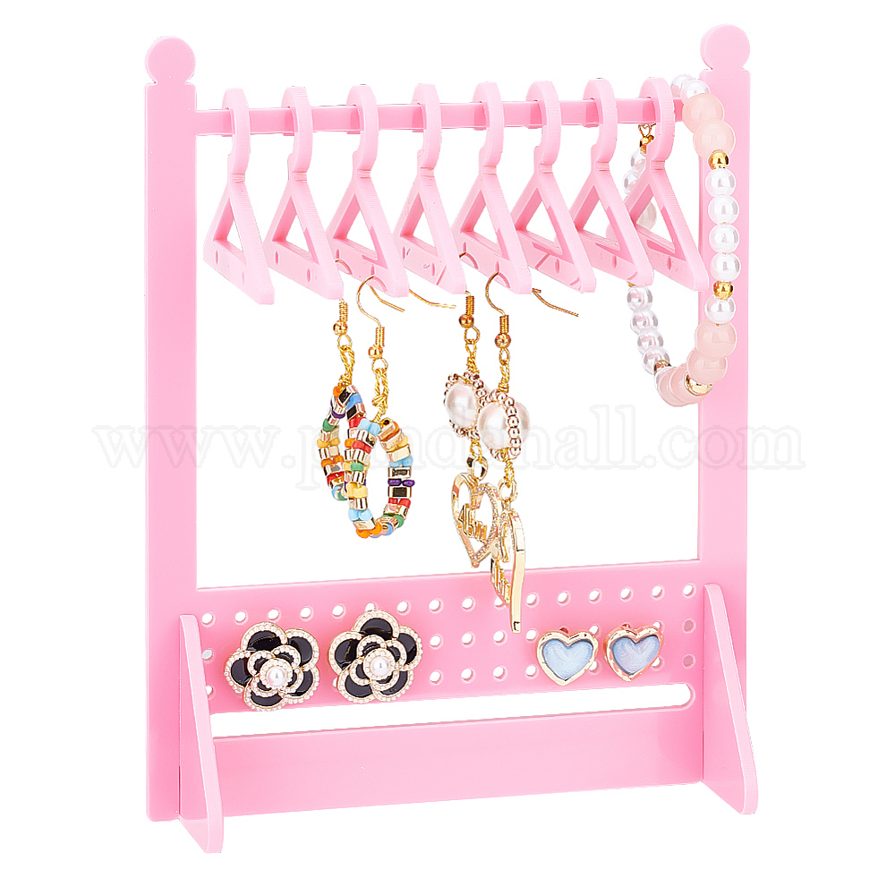 Wholesale PH PandaHall 64 Holes Earring Rack Holder with Coat Hangers