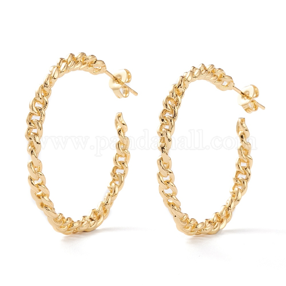Wholesale Semicircular Brass Half Hoop Earrings - Pandahall.com