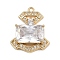 Brass Micro Pave Cubic Zirconia Pendants, Rectangle, Golden, 21x17x4.5mm, Hole: 1.5mm