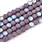 Frosted Opaque Glass Beads Strands, Round, Half Plated, AB Color Plated, Medium Purple, 4~4.5mm, Hole: 0.6mm, about 97~100pcs/strand, 14.76~15.16 inch(37.5~38.5cm)
