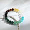 Natural  Black Obsidian & Tiger Eye & Malachite & Citrine & Green Aventurine & Glass Round Bead Stretch Bracelets, Bleesing Feng Shui Bracelets for Men Women, Colorful, Inner Diameter: 2-1/4 inch(5.7cm)