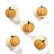 Halloween Printed Schima Wood European Beads, Round, Pumpkin, 15x14.5mm, Hole: 4mm
