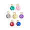 Transparent Drawbench Glass Charms, Round, with Iron Loops, Mixed Color, 12.5x8.5mm, Hole: 2.5x1.5mm