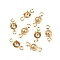 Brass Rhinestone Claw Connector Charms, Cadmium Free & Lead Free, Flat Round, Real 24K Gold Plated, Fit for 3mm Rhinestone, 9.5x3.5x2.5mm, Hole: 1.2mm