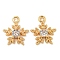 Flower Brass Micro Pave Cubic Zirconia Pendants, Clear, Real 18K Gold Plated, 11.5x10x2.5mm, Hole: 1.2mm