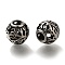 304 Stainless Steel European Beads, Large Hole Beads, Rondelle with Leaf, Antique Silver, 10x9.5mm, Hole: 4mm