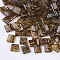 2-Hole Transparent Glass Seed Beads, Antique Style, Square, Dark Goldenrod, 5x4.5~5.5x2~2.5mm, Hole: 0.5~0.8mm