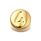 PVD Vacuum Plating 201 Stainless Steel Beads, Flat Round with Number 4, Golden, 7x3.5mm, Hole: 1.5mm
