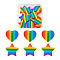 12Pcs 2 Style Plastic Stripe Pendants, Rainbow Charms, Mixed Shapes, Colorful, 6pcs/style
