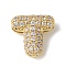 Brass Micro Pave Cubic Zirconia Beads, Letter, Rack Plating, Long-Lasting Plated, Real 18K Gold Plated, Letter T, 10.5x10.5x4.5mm, Hole: 3.5x2mm
