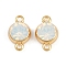 Brass Pave Cubic Zirconia Connector Charms, Flat Round Links, Real 18K Gold Plated, Clear, 12.5x8x5mm, Hole: 1.4mm