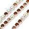 Rhinestone and Iron Cup Chain, with Spool, Tangerine, 2x2x2mm, about 10yard/roll