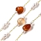 Handmade Natural Carnelian Nuggest Beaded Chains, Soldered, with ABS Plastic Beads and Rack Plating Brass Findings, Long-Lasting Plated, Lead Free & Cadmium Free, with Spool, Real 18K Gold Plated, 7~11x6~10x4~6mm