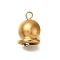 304 Stainless Steel Pendant, with Rhinestone, Christmas Bell, Golden, 16x10x7.5mm, Hole: 1.8mm