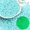 6/0 Luminous Glass Seed Beads, Round Hole, Frosted Inside Colours, Glow in the Dark, Rondelle, Cyan, 4.5x3.5mm, Hole: 1.5mm, about 500pcs/50g