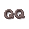 Spray Painted Alloy Pendants, Rubberized Style, Brown, Letter Q, 20x19x6mm, Hole: 1.5mm