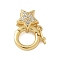 Brass Micro Pave Clear Cubic Zirconia Twister Clasps, Rack Plating, Cadmium Free & Lead Free, Long-Lasting Plated, Real 18K Gold Plated, Star, 14.5x11x5mm, Hole: 5.5mm