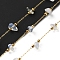 304 Stainless Steel Link Chains, Soldered, with Opalite, with Spool, Ion Plating(IP), Real 18K Gold Plated, 3~5.5x3~11.5x1~3.5mm, about 32.81 Feet(10m)/Roll