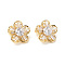 Brass Clear Cubic Zirconia Twister Clasps, Cadmium Free & Lead Free, Flower, Golden, 20.5x20.5x16.5mm, Hole: 4.8x11mm