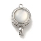 Brass Box Clasps with Resin, Flat Round, Platinum, 19x13x8mm, Hole: 1.6mm