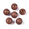 Printed Schima Wood Beads, Leopard Print, Large Hole Beads, Round, Dark Salmon, 15.5~16.5mm, Hole: 3.5~4.5mm