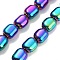 Synthetic Non-magnetic Hematite Beads Strands, Oval, Rainbow Plated, 9.5~10x8x6mm, Hole: 1.4mm, about 39pcs/strand, 14.96''(38cm)