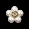 Opaque Resin Imitation Pearl Cabochons, Flower, with Rhinestone, White, 20x20x9mm
