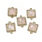 Natural Rose Quartz Faceted Square Links, Rack Plating Brass Micro Pave Clear Cubic Zirconia Connector Charms, Golden, 16x11.5x4.5mm, Hole: 1.4mm