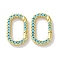 Rack Plated Brass Micro Pave Cubic Zirconia Clasps, Long-Lasting Plated, Lead Free & Cadmium Free, Oval, Deep Sky Blue, 17x10.5x2.5mm