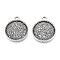 Tibetan Style Alloy Pendant Cabochon Settings, Cadmium Free & Lead Free, Flat Round, Antique Silver, Tray: 18mm, 25x20.5x2mm, Hole: 2.8mm