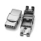 Non-Tarnish 201 Stainless Steel Watch Band Clasps, with Four Sawtooth, Rectangle, Stainless Steel Color, 26x13mm, Hole: 10x2~3mm